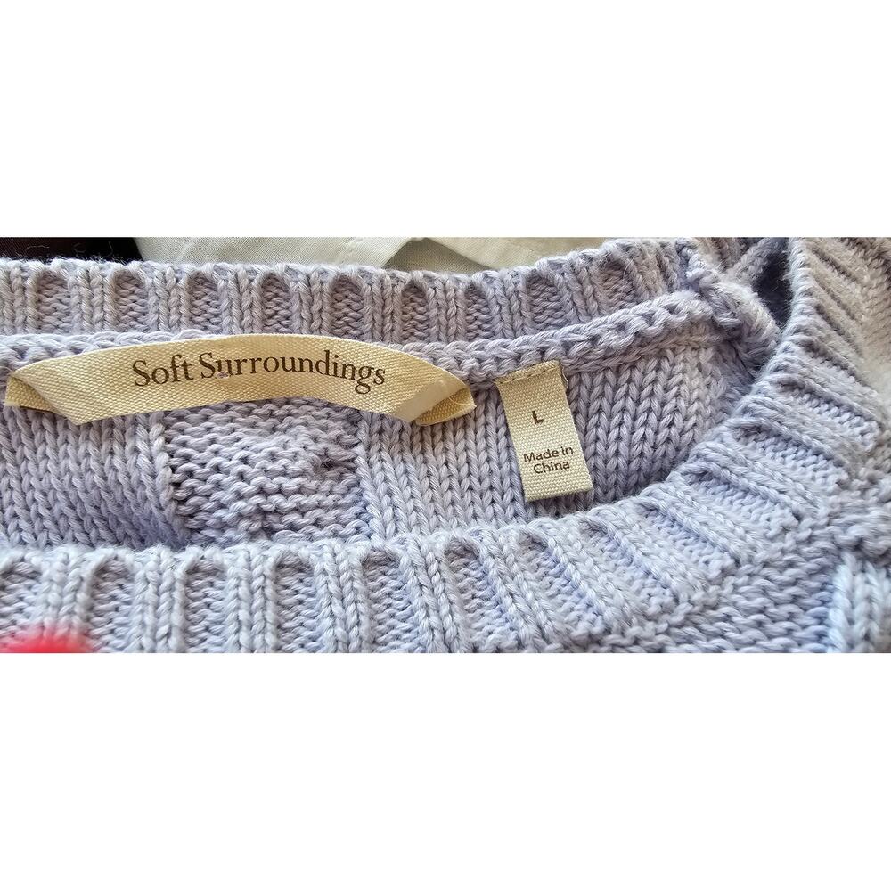Soft Surroundings Women's Cable Knit Cozy Tunic Pullover Sweater Size L Lavender - Picture 5 of 6